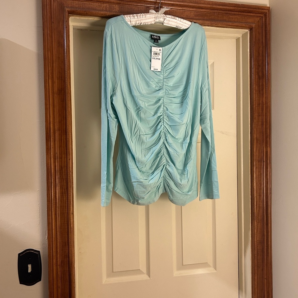 INC International Concepts Aqua Ruched Top